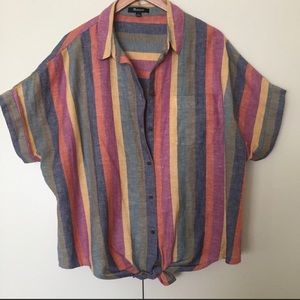 MADEWELL Rainbow Tie Front Botton Down-L